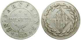 CATALUNYA NAPOLEONICA (1808-1814). 1812, Barcelona. 1 peseta. (AC 36). 5,45 gr. 

MBC+