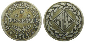 CATALUNYA NAPOLEONICA (1808-1814). 1813. Barcelona. 1 peseta. (AC 38). 5,42 gr. 

BC+