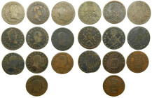 FERNANDO VII (1808-1833). 2x1819, 2x1820, 1825, 1826, 1829, 1830, 1831 y 1833. Pamplona. Lote 10 monedas de 3 maravedís. (AC 44, 45, 46, 47, 48, 49, 5...