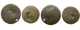 FERNANDO VII (1808-1833). 1816 y 1818. Caracas. Cuarto. (AC 64 y 68). Los dos con resello Puerto Cabello Venezuela.. El 1816 con agujero.

BC/MBC