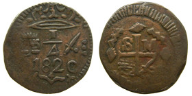 FERNANDO VII (1808-1833) 1/4 real. 1820. Santa Marta (Colombia). (AC 119). 1,88 gr.

MBC