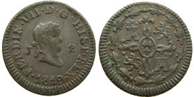 FERNANDO VII (1808-1833). 1819. Jubia. 2 maravedís. (AC 133). 

MBC+