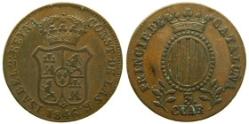 ISABEL II (1833-1868). 1846. Barcelona. 3 cuartos. (AC 13). Ae 7,27 gr. 

MBC+