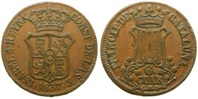 ISABEL II (1833-1868). 1837. Barcelona. 6 cuartos. (AC 17). Ae 14,42 gr. 

EBC-