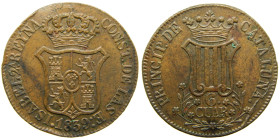 ISABEL II (1833-1868). 1839. Barcelona. 6 cuartos. (AC 20). Ae 13,84 gr. 

EBC