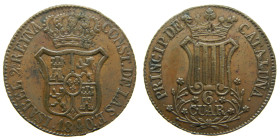 ISABEL II (1833-1868). 1840. Barcelona. 6 cuartos. (AC 21). Ae 13,78 gr. 

EBC