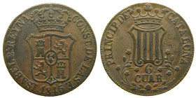 ISABEL II (1833-1868). 1845. Barcelona. 6 cuartos. (AC 28). Ae 14,32 gr. 

MBC