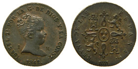 ISABEL II (1833-1868). 1842. Segovia. 1 maravedí. (AC 35). Ae 1,18 gr. 

EBC
