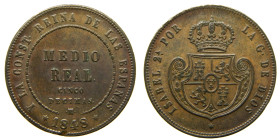 ISABEL II (1833-1868). 1848 M. Madrid. 1/2 real. 5 décimas. (AC 152). Ae 18,61 gr. Golpecito en canto.

EBC-