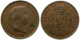 ISABEL II (1833-1868). 1859. Segovia. 5 céntimos de real. (AC 164). Ae 2,01 gr.

SC