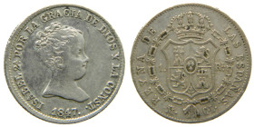 ISABEL II (1833-1868). 1847 CL. Madrid. 1 real. (AC 299). 1,43 gr. 

MBC+