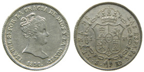 ISABEL II (1833-1868). 1850 RD. Sevilla. 1 real. (AC 318). 1,23 gr. 

EBC