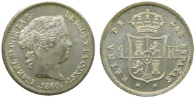 ISABEL II (1833-1868). 1860. Madrid. 1 real. (AC 309). 1,32 gr. Brillo original.

SC
