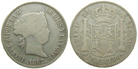 ISABEL II (1833-1868). 1867. Madrid. Escudo. (AC 565). 13,06 gr. 

MBC-