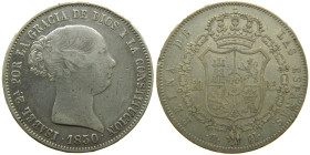 ISABEL II (1833-1868). 1850 CL. Madrid. 20 reales. (AC 591). 25,97 gr. 

MBC