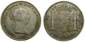 ISABEL II (1833-1868). 1851. Madrid. 20 reales. (AC 593). 26 gr. 

MBC