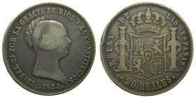 ISABEL II (1833-1868). 1854. Madrid. 20 reales. (AC 596). 25,52 gr. 

MBC-