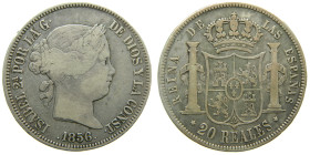 ISABEL II (1833-1868). 1856. Madrid. 20 reales. (AC 612). 25,82 gr. 

MBC