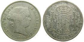 ISABEL II (1833-1868). 1857. Madrid. 20 reales. (AC 614). 26,17 gr. 

MBC