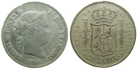 ISABEL II (1833-1868). 1858. Madrid. 20 reales. (AC 615). 25,64 gr. 

MBC+