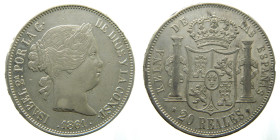ISABEL II (1833-1868). 1861. Madrid. 20 reales. (AC 619). 25,84 gr. 

EBC-