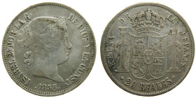 ISABEL II (1833-1868). 1858. Sevilla. 20 reales. (AC 635). 25,85 gr. 

MBC+