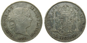 ISABEL II (1833-1868). 1868 *18-68. Madrid. 2 escudos. (AC 648). 26,07 gr.

MBC+