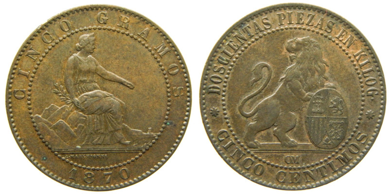 GOBIERNO PROVISIONAL Y I REPUBLICA (1868-1871 / 1873-1874). 1870 OM. Barcelona. ...