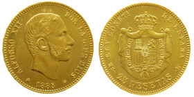 ALFONSO XII (1874-1885) 1885 * 18-85. MSM. 25 pesetas. (AC 90) AU 8 gr. Brillo original. 

SC