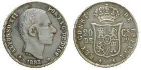 ALFONSO XII. 20 centavos de peso. 1883. Manila (Filipinas). (AC 109). 5,02 gr. 

MBC