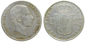 ALFONSO XII. 20 centavos de peso. 1884. Manila (Filipinas). (AC 110). 5,06 gr. 

MBC-