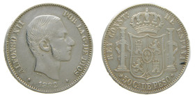 ALFONSO XII. 50 centavos de peso. 1882. Manila (Filipinas). (AC 118). 12,86 gr. 

MBC
