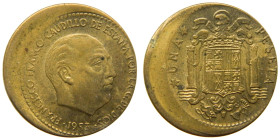 ESTADO ESPAÑOL. Francisco Franco (1939-1975). 1 peseta 1953 * 19-56. descentrada. 

SC-