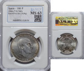ESTADO ESPAÑOL. Francisco Franco.100 pesetas 1966 * 19-69 curvo. Encapsulada por NCV. MS63

MS63