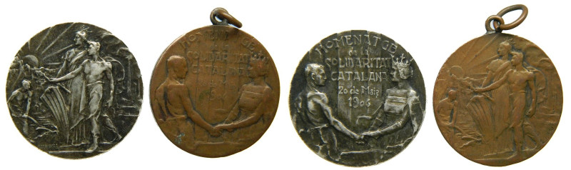 Medallas. 20/05/1906. Barcelona. Homenatge de la Solidaritat Catalana. Lote de 2...