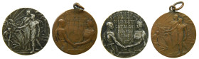 Medallas. 20/05/1906. Barcelona. Homenatge de la Solidaritat Catalana. Lote de 2 piezas: cobre (con anilla, 12,08 gr) y plata o plateada (sin anilla, ...