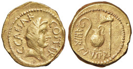 Giulio Cesare (+ 44 a.C.) Aureo - Testa velata a d. - R/ Strumenti sacrificali - Cr. 466/1 AU (g 7,99)

Status: BB