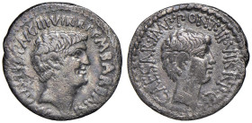 Antonio - Denario (zecca orientale, 41 a.C.) Testa di Antonio a d. - R/ Testa di Ottaviano a d. - Cr. 517/2 AG (g 3,32) R Limature sul bordo per proba...