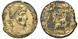 Costanzo II (337-361) Solido falso d'epoca (Antiochia) Busto diademato a d. - R/ Roma e Costantinopoli sedute di fronte - RIC 83 AE dorato (g 4,49) Mo...