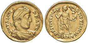 Valente (364-378) Solido (Nicomedia) Busto diademato a d. - R/ L'imperatore stante di fronte - RIC 2d AU (g 4,44) R Graffietti al R/

Status: qBB