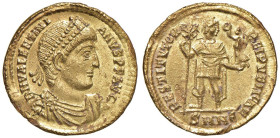 Valentiniano I (364-375) Solido (Nicomedia) Busto diademato a d. - R/ L'imperatore stante di fronte - RIC 2b AU (g 4,26) R PorositÃ diffusa per probab...