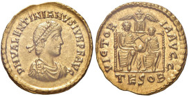 Valentiniano II (375-392) Solido (Thessalonica) Busto diademato a d. - R/ Gli imperatori seduti di fronte - RIC 34b AU RR Sigillato con sigilli di Mon...