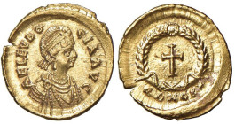 Eudocia (moglie di Teosodio II) Tremisse (Costantinopoli) Busto diademato a d. - R/ Croce entro corona - RIC 335 AU (g 1,45) RRR

Status: SPL