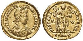 Valentiniano III (425-455) Solido (Ravenna) Busto diademato a d. - R/ L'imperatore stante a d. - RIC 2018 AU (g 4,42) Frattura interna del tondello
...