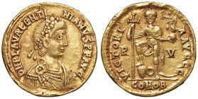 Valentiniano III (425-455) Solido (Ravenna) Busto diademato a d. - R/ L'imperatore stante a d. - RIC 2018 AU (g 3,89) Da montatura, frattura interna
...