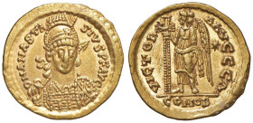 OSTROGOTI Teodorico re degli Ostrogoti (493-526) Solido a nome dell'imperatore Anastasio - Busto elmato di fronte - R/ La Vittoria stante a s. - MEC 1...