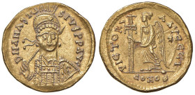 OSTROGOTI Teodorico re degli Ostrogoti (493-526) Solido a nome dell'imperatore Anastasio - Busto elmato di fronte - R/ La Vittoria stante a s. - MEC 1...