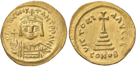 Tiberio II Costantino (578-582) Solido (Costantinopoli) Busto coronato di fronte - R/Croce potenziata - Sear 422 AU (g 4,45) Splendido esemplare dal m...