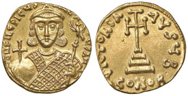 Filippico (711-713) Solido (Costantinopoli) Busto coronato di fronte - R/ Croce potenziata - Sear 1447 AU (g 4,32) RRR Modesto ritocco (?) al bordo ma...