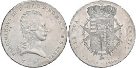 FIRENZE Ferdinando III (1790-1801) Francescone 1800 Stemma piccolo - MIR 404/3 AG (g 27,24) RRRR Graffietti e segni da pulitura al D/

Status: SPL/S...